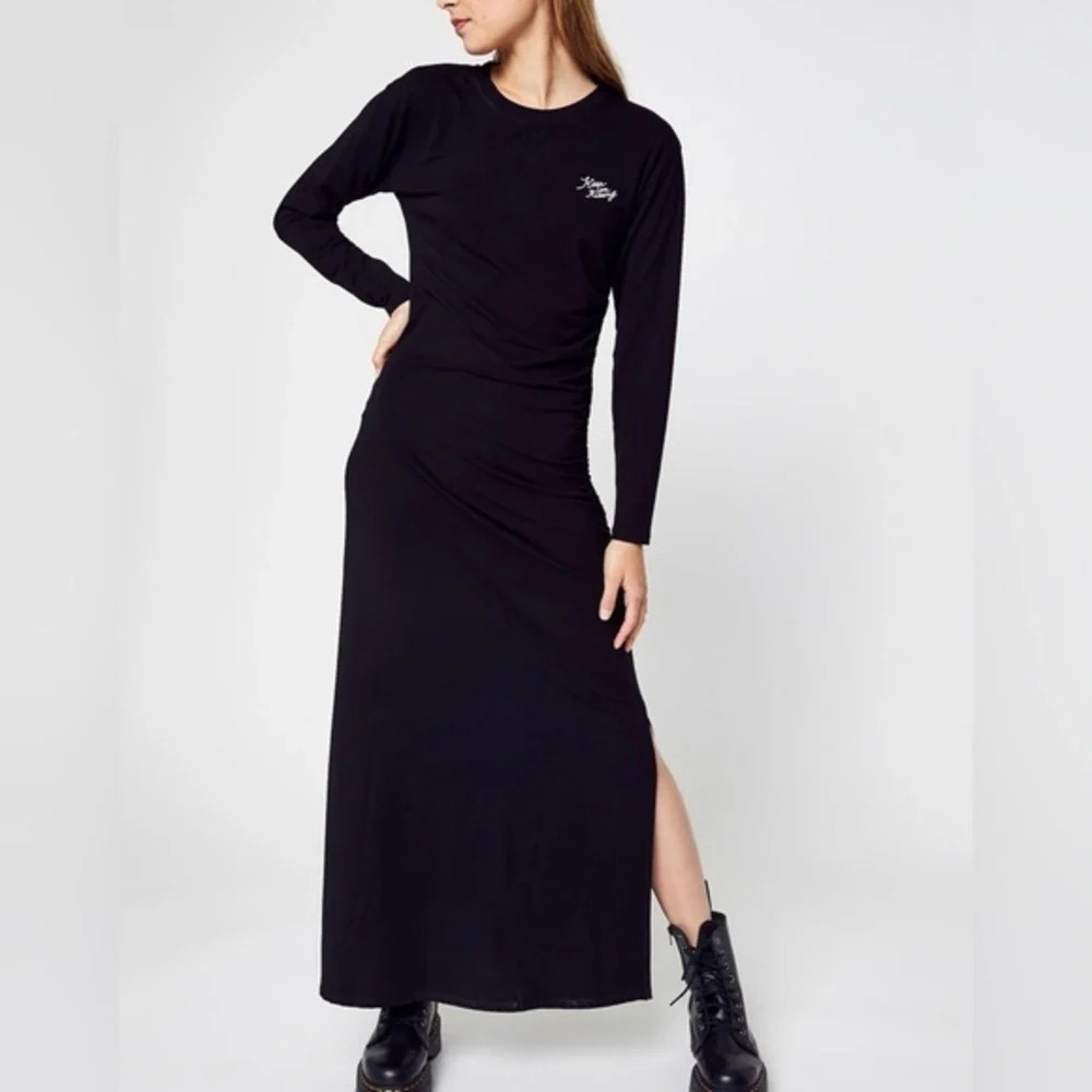 Maison Labiche Black Long Sleeve Viscose Stretchy Bodycon Maxi Dress Size S NWOT